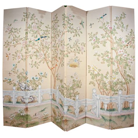 Free Download Six Panel Gracie Hand Painted Wallpaper Screen At 1stdibs