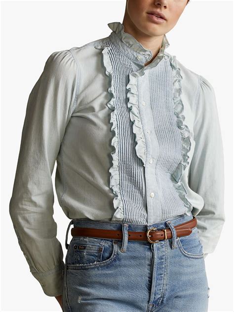 Polo Ralph Lauren Ruffle Front Shirt Chambray At John Lewis And Partners