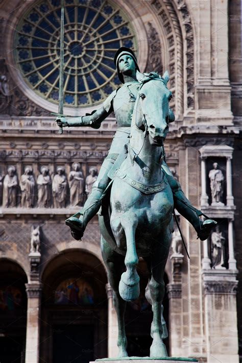 Jeanne Darc Statue Paris France High Quality Architecture Stock