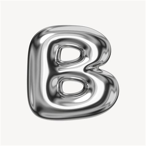 B Alphabet 3d Chrome Metallic Premium Psd Rawpixel