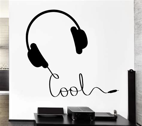 Fashion Music Vinyl Wall Decal Headphones Music Sign Rock Pop Songs