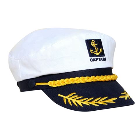 white yacht captain navy marine skipper ship sailor nautical hat cap costume adults fancy dress