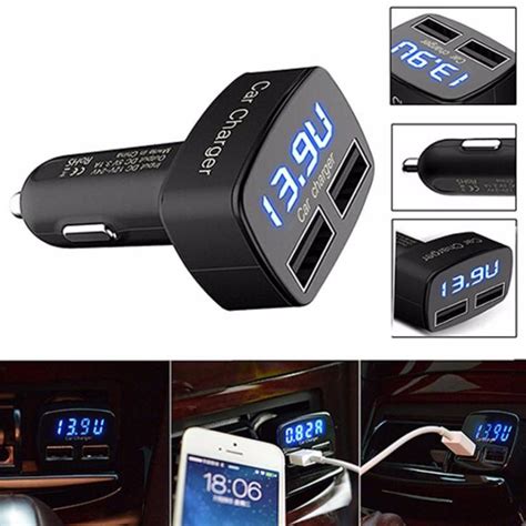 Buy Car Usb Socket Dual Usb Charger Adapter Voltage Tester Best