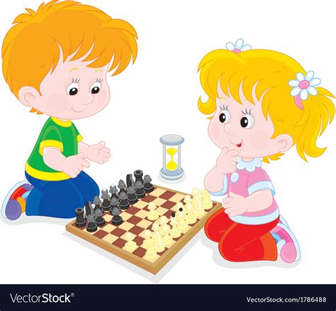 Children Play Chess Royalty Free Vector Image Vectorstock