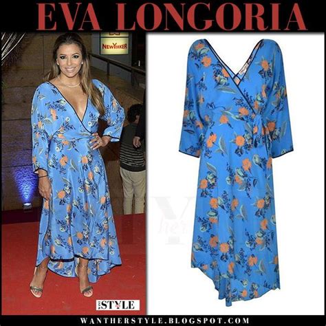 Eva Longoria In Blue Floral Print Dress At The Global T Gala 2017