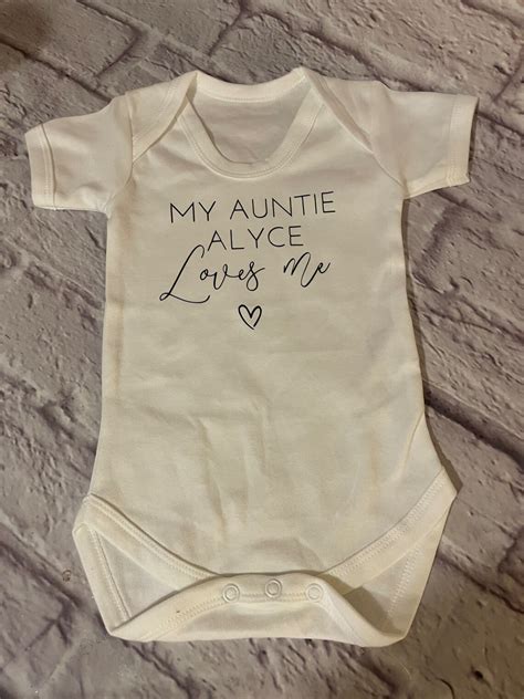 My Auntie Loves Me Bodysuit Baby Vest Personalised White Etsy
