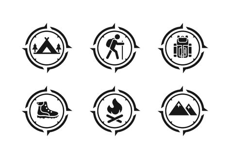 Conjunto De Logotipo De Camping Vector Premium