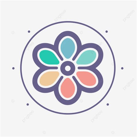 Flower Logo Which Has Colorful Petals Around It Vector Lineal Icon