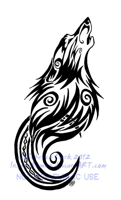 Tribal Swirls Wolf And Moon Tattoo By Insaneroman On