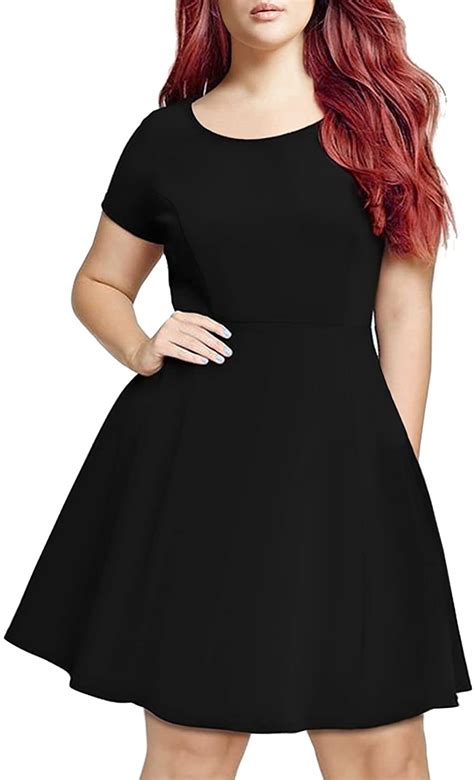 Hde Short Sleeve Black Skater Dress Plus Size Graduation Dresses For Women Ebay