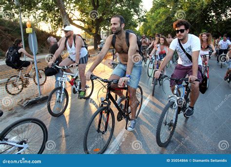 Naked Bicycle Race In Thessaloniki Greece Editorial Photo Image