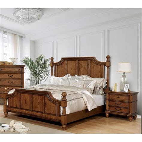 Foa Nyland 2pc Dark Oak Solid Wood Bedroom Set Cal King 1