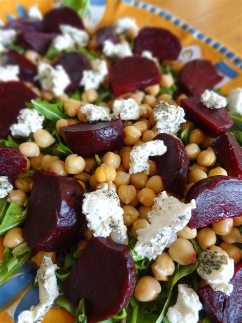 Scrumpdillyicious Roasted Beet Salad With Goat Cheese And Chickpeas