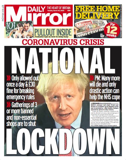 A National Emergency What The Papers Say About The Uk S Coronavirus