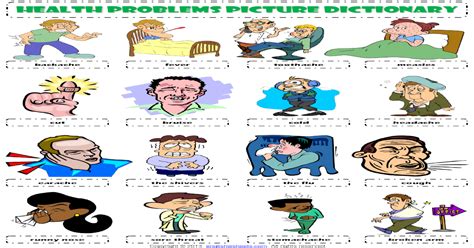 Injuries ailments and symptoms english vocabulary with pictures. English Vocabulary - health problems, illnesses, sickness & ailments injuries - - PDF Document