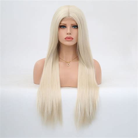 charisma synthetic lace front wig long silky straight with middle part heat resistant fiber