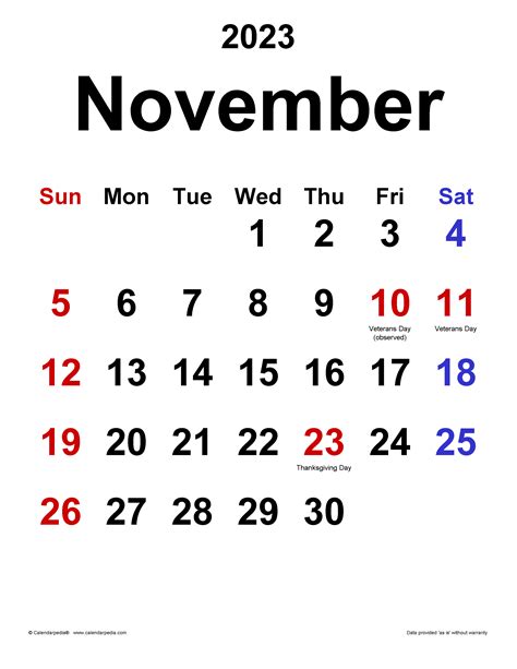 November 2023 Calendar Free Printable Calendar November 2023 Monday