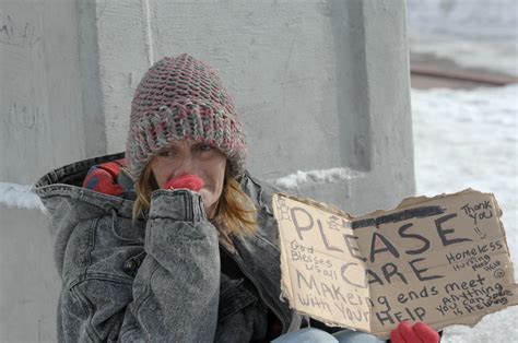 Homeless Woman With Sign