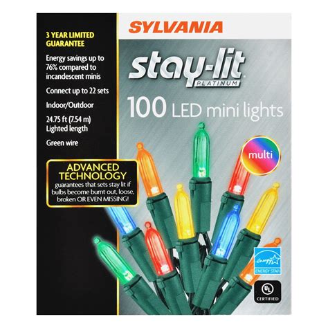 Sylvania Staylit Platinum LED Mini String Christmas Lights Set 26 100