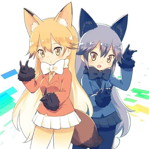 Kemono Friends Silver Fox Anime Wolf Girl Sisters Anime Anime Waifu