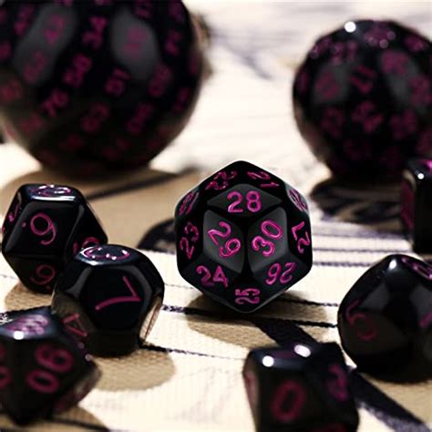 Pieces Complete Polyhedral Dice Set D D Spherical RPG Dice Set In Opaque Black Sides