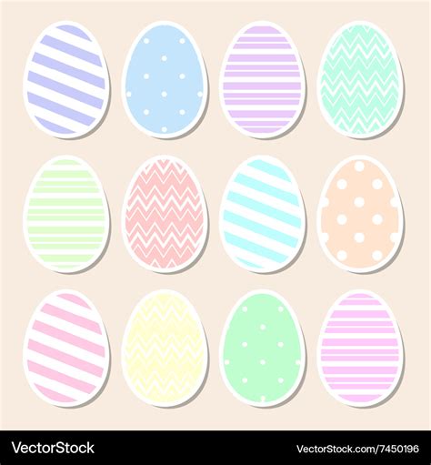 Set Of Pastel Easter Eggs Royalty Free Vector Image