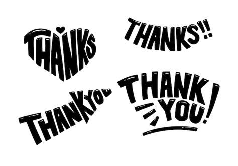 Premium Vector Thanks And Thank You Text Typography Hand Drawing