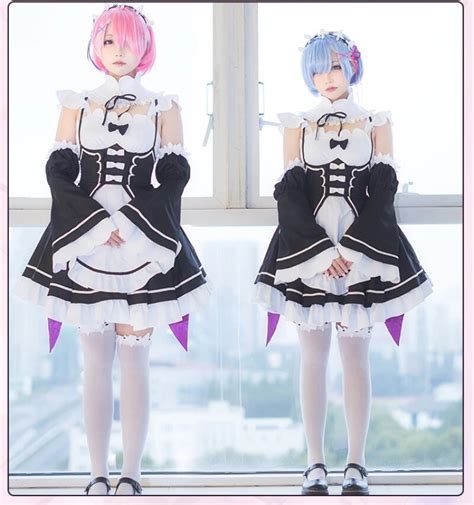 re zero − starting life in another world rem ram maid cosplay costume women fashion specialty