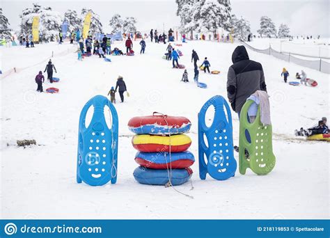 Sledding Outdoor Winter Fun Concept Stock Image Image Of Outside