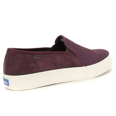 Keds Womens Double Decker Suede Burgundy Slip On Shoes Wh61083 Wookicom