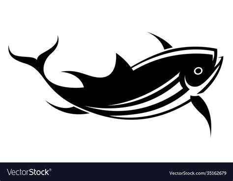 Graphic Black Tuna On White Background Royalty Free Vector