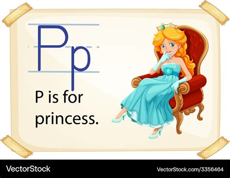 A Letter P For Princess Royalty Free Vector Image