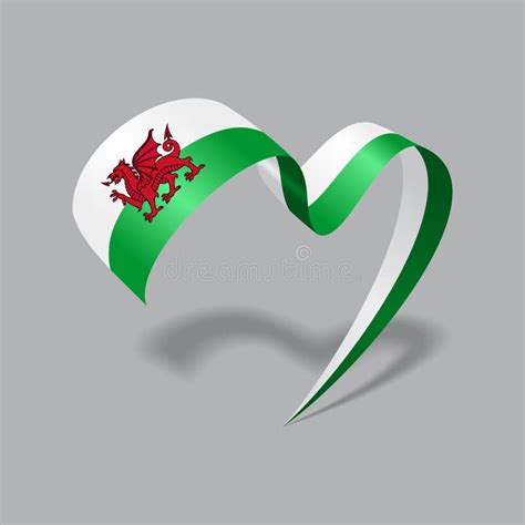 Welsh Flag Heart Shaped Ribbon Vector Illustration Stock Vector