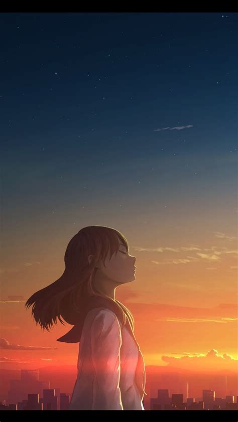 720x1280 Girl Relaxed In Sunset Outdoor Anime Wallpaper Anime