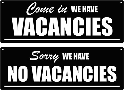 Vacanciesno Vacancies Hanging Reversible Sign Stylish Bold