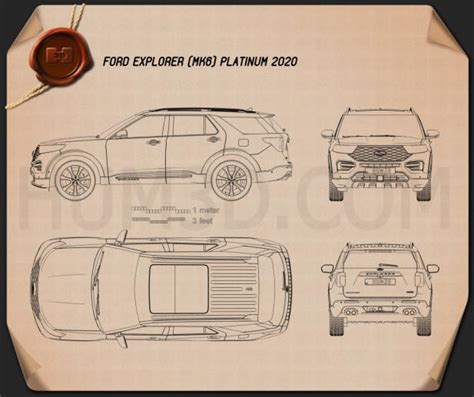 Ford Explorer Platinum 2019 Blueprint Hum3d