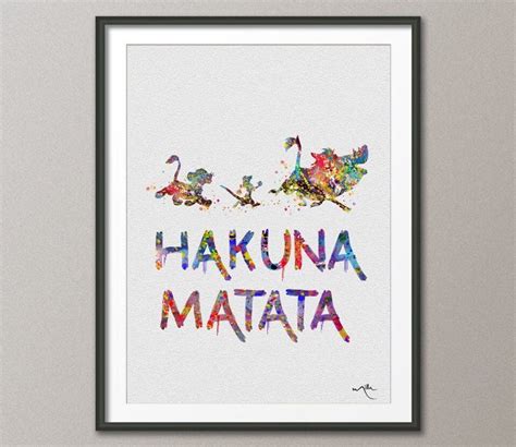Hakuna Matata The Lion King Watercolor Art Print By CocoMilla