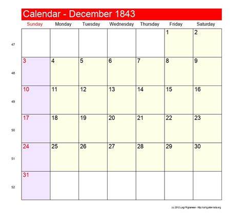 December 1843 Roman Catholic Saints Calendar