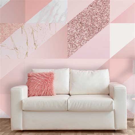 Geometric Pink Marble Removable Wallpaper Custom Printed Decorative
