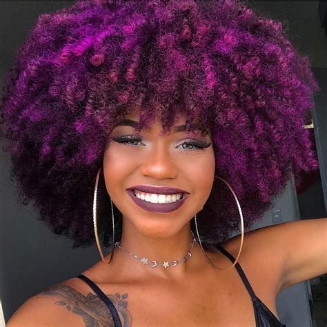 💜 Purple Curly Hair All Natural Acupofmind Natural Hair Styles Afro Hairstyles Hair Styles