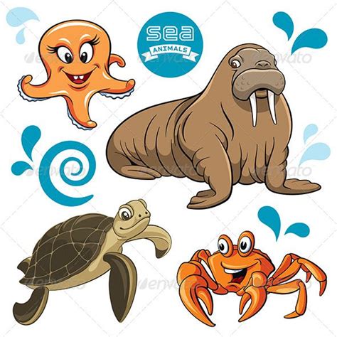 Sea Animals | Cartoon sea animals, Animated animals, Sea animals