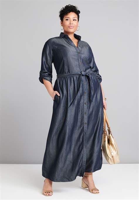 jessica london women s plus size denim maxi dress soft denim ebay