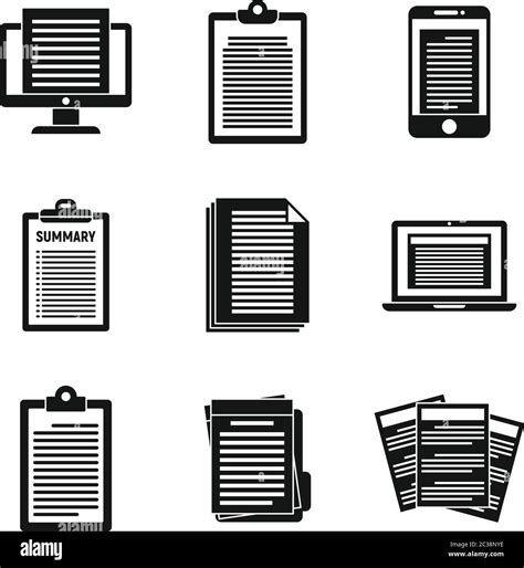 Summary Resume Icons Set Simple Set Of Summary Resume Vector Icons For