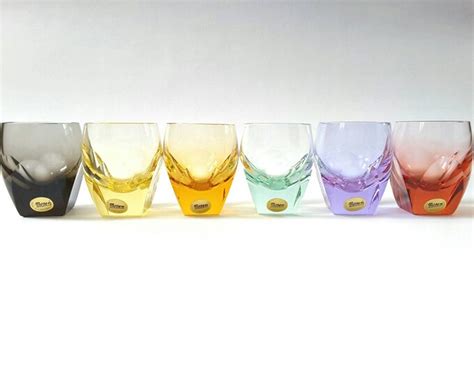 Czech Rudolf Eschler Moser Set Of 6 Crystal Glasses Etsy