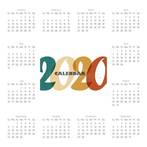 2020 Modern Calendar Template Vectorillustration Stock Vector