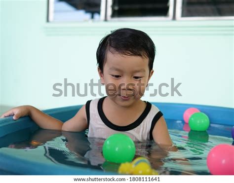 Asian Cute Child Boy Playing Water Stock Photo 1808111641 Shutterstock
