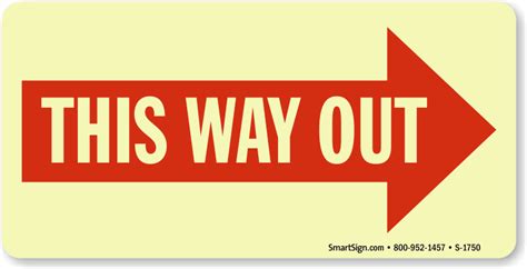 This Way Out Sign With Right Arrow Glow Sku S 1750