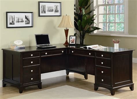 Shop executive desks for your corner office. Garson Home Office Executive L-Shaped Desk in Rich ...