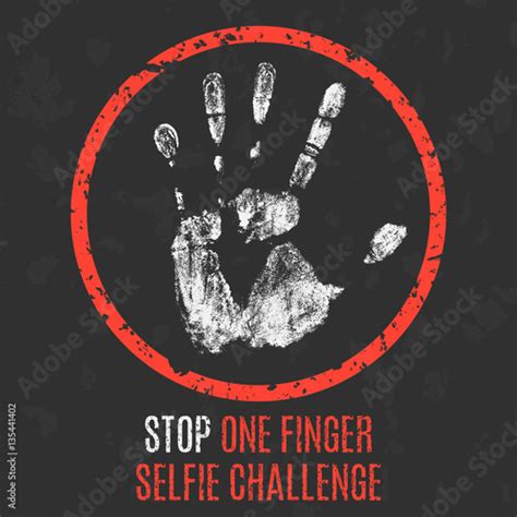 Vector Stop One Finger Selfie Challenge Stock Image And Royalty Free Vector Files On Fotolia