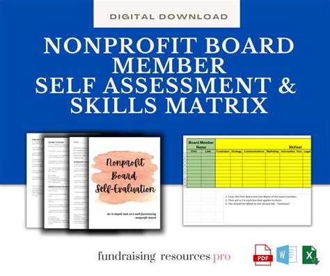 Nonprofit Board Member Self Assessment And Full Board Skills Matrix